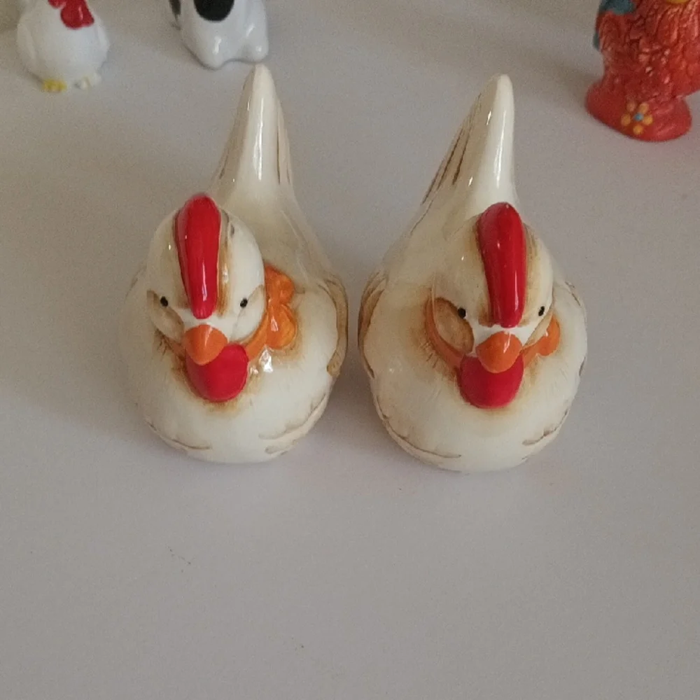 Vintage Farm Animal Salt and Pepper Shakers - Red, White, Black